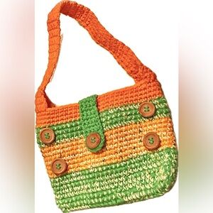 Adorable Small little Tote For Kids or Use for Makeup.Color:Orange & Green